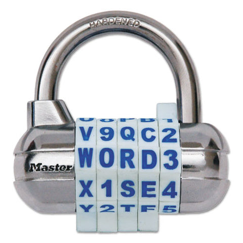 Password Plus Combination Lock, Hardened Steel Shackle, 2 1-2" Wide, Silver