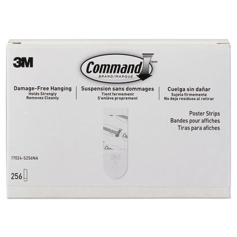 Poster Strips, Removable, Holds Up To 1 Lb, 5-8" X 1 3-4", White, 256-pack