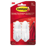 General Purpose Designer Hooks, Medium, 3 Lb Cap, White, 2 Hooks And 4 Strips-pack