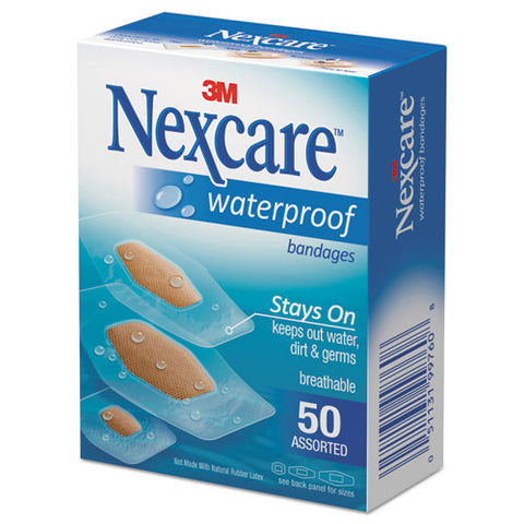 Waterproof, Clear Bandages, Assorted Sizes, 50-box