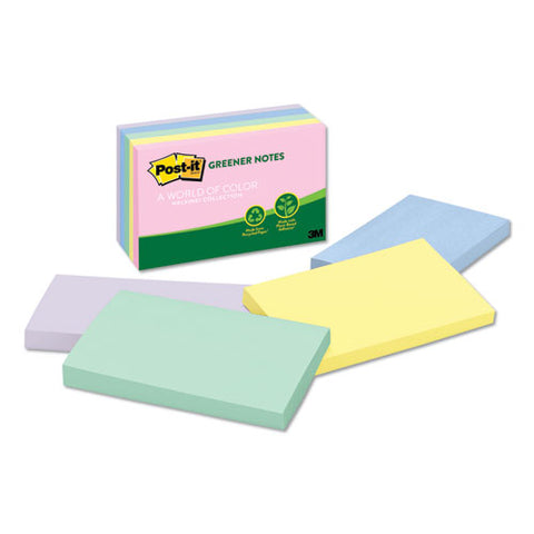 Recycled Note Pads, 3 X 5, Assorted Helsinki Colors, 100-sheet, 5-pack