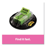 Page Flags In Dispenser, "sign And Date", Bright Green, 200 Flags-dispenser