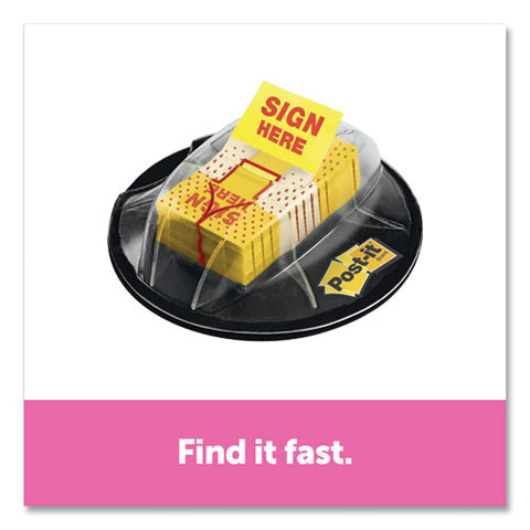 Page Flags In Dispenser, "sign Here", Yellow, 200 Flags-dispenser