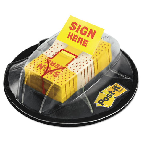 Page Flags In Dispenser, "sign Here", Yellow, 200 Flags-dispenser