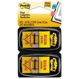 Arrow Message 1" Page Flags, "sign Here", Yellow, 2 50-flag Dispensers-pack