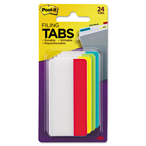 Tabs, 1-3-cut Tabs, Assorted Colors, 3" Wide, 24-pack
