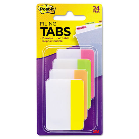 Tabs, 1-5-cut Tabs, Assorted Brights, 2" Wide, 24-pack