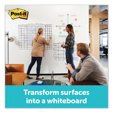 Dry Erase Surface, 50 Ft X 4 Ft, White
