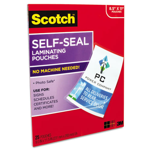 Self-sealing Laminating Pouches, 9.5 Mil, 9" X 11.5", Gloss Clear, 25-pack