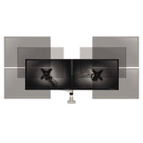 Easy-adjust Desk Dual Arm Mount For 27" Monitors, 360 Deg Rotation, +90--15 Deg Tilt, 360 Deg Pan, Silver, Supports 20 Lb
