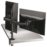 Dual Monitor Mount, For 27" Monitors, 360 Degree Rotation, +45 Degree--45 Degree Tilt, 90 Degree Pan, Black, Supports 20 Lb