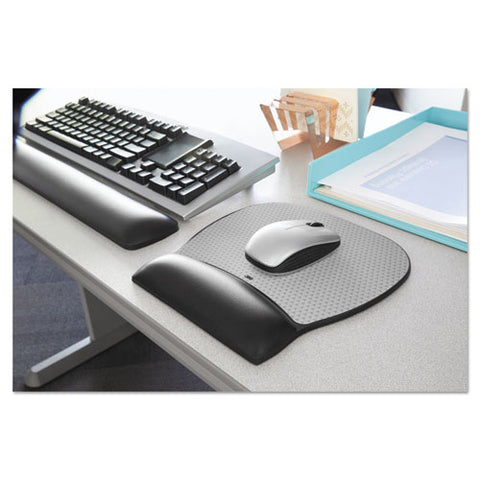 Precise Leatherette Mouse Pad W-wrist Rest, Nonskid Base, 8-3-4 X 9-1-4, Black