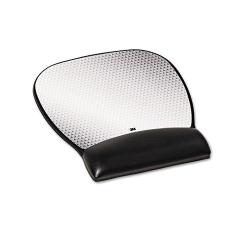 Precise Leatherette Mouse Pad W-wrist Rest, Nonskid Base, 8-3-4 X 9-1-4, Black