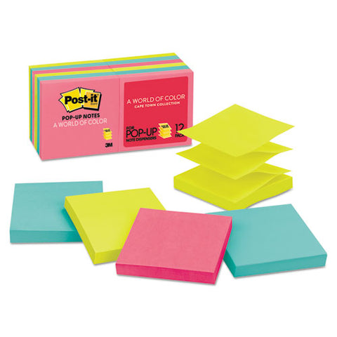 Original Pop-up Refill, 3 X 3, Assorted Cape Town Colors, 100-sheet, 12-pack