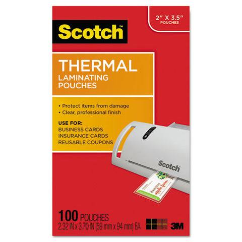 Laminating Pouches, 5 Mil, 3.75" X 2.38", Gloss Clear, 100-pack