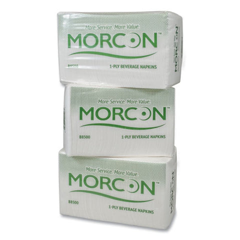 Morsoft Beverage Napkins, 9 X 9-4, White, 500-pack, 8 Packs-carton