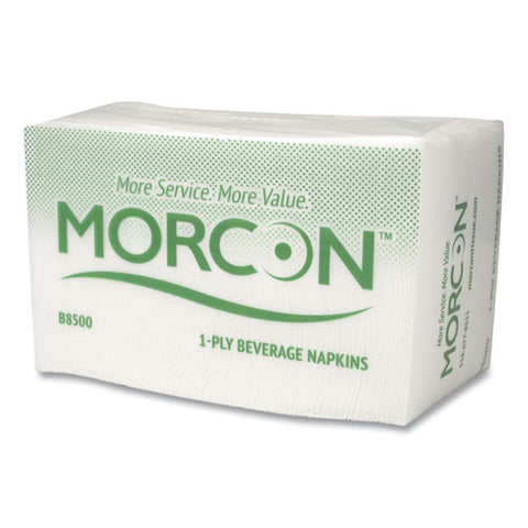 Morsoft Beverage Napkins, 9 X 9-4, White, 500-pack, 8 Packs-carton