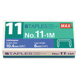 No. 11 Mini Staples, 0.25" Leg, 0.38" Crown, Steel, 1,000-box