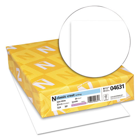 Classic Crest Stationery, 97 Bright, 24 Lb, 8.5 X 11, Solar White, 500-ream