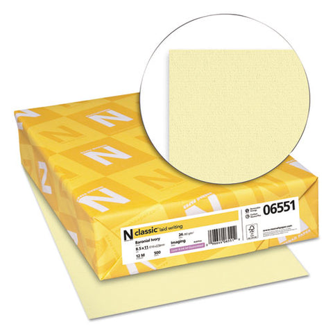 Classic Laid Stationery Writing Paper, 24 Lb, 8.5 X 11, Baronial Ivory, 500-ream