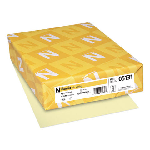 Classic Laid Stationery Writing Paper, 24 Lb, 8.5 X 11, Baronial Ivory, 500-ream