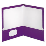 Two-pocket Laminated Folder, 100-sheet Capacity, Metallic Purple, 25-box