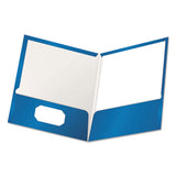 High Gloss Laminated Paperboard Folder, 100-sheet Capacity, Blue, 25-box