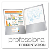 High Gloss Laminated Paperboard Folder, 100-sheet Capacity, Gray, 25-box