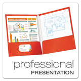 High Gloss Laminated Paperboard Folder, 100-sheet Capacity, Red, 25-box