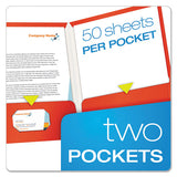 High Gloss Laminated Paperboard Folder, 100-sheet Capacity, Red, 25-box