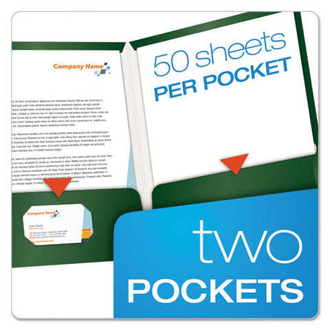 High Gloss Laminated Paperboard Folder, 100-sheet Capacity, Green, 25-box