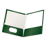 High Gloss Laminated Paperboard Folder, 100-sheet Capacity, Green, 25-box