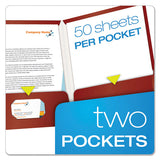 High Gloss Laminated Paperboard Folder, 100-sheet Capacity, Crimson, 25-box