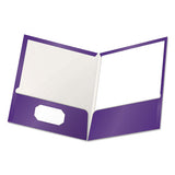High Gloss Laminated Paperboard Folder, 100-sheet Capacity, Purple, 25-box