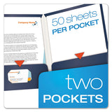 High Gloss Laminated Paperboard Folder, 100-sheet Capacity, Navy, 25-box