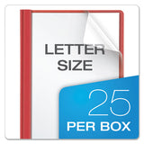 Clear Front Report Cover, 3 Fasteners, Letter, 1-2" Capacity, Red, 25-box