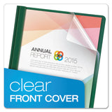 Clear Front Report Cover, 3 Fasteners, Letter, 1-2" Capacity, Green, 25-box