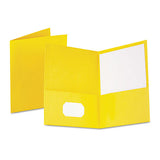 Twin-pocket Folder, Embossed Leather Grain Paper, Yellow, 25-box
