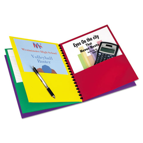 Elegant Stripe Eight-pocket Organizer, Embossed Leather Grain, Assorted Colors