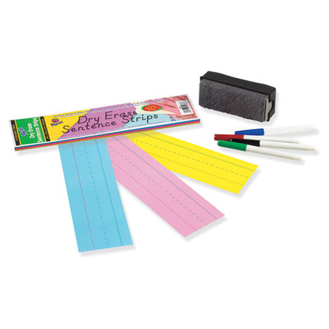 Dry Erase Sentence Strips, 12 X 3, Assorted, 20 Per Pack