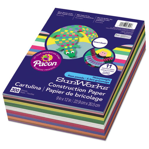 Construction Paper Smart-stack, 58lb, 9 X 12, Assorted, 300-pack