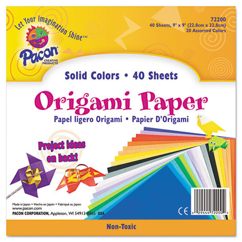 Origami Paper, 30lb, 9 X 9, Assorted Bright Colors, 40-pack