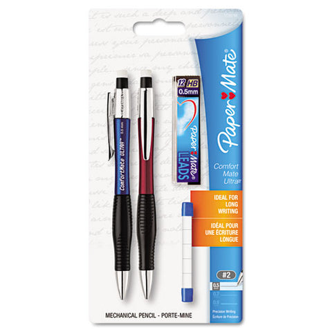 Comfortmate Ultra Pencil Starter Set, 0.5 Mm, Hb (#2.5), Black Lead, Assorted Barrel Colors, 2-pack