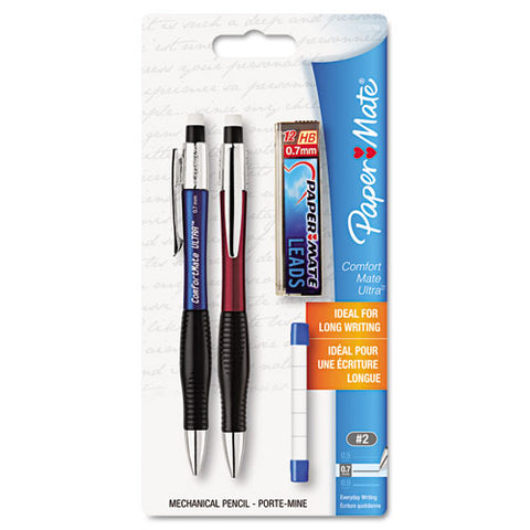 Comfortmate Ultra Pencil Starter Set, 0.7 Mm, Hb (#2.5), Black Lead, Assorted Barrel Colors, 2-pack
