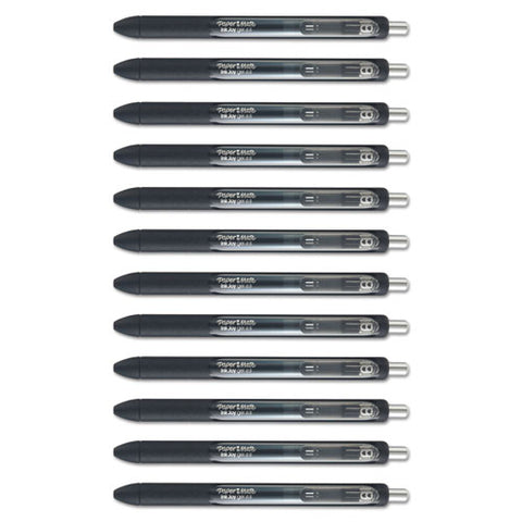 Inkjoy Retractable Gel Pen, Micro 0.5mm, Black Ink-barrel, Dozen