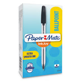 Inkjoy 50st Stick Ballpoint Pen, Medium 1mm, Black Ink, Clear Barrel, Dozen