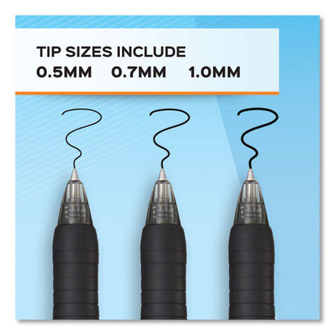 Profile Retractable Gel Pen, Fine 0.5 Mm, Black Ink, Translucent Black Barrel, Dozen