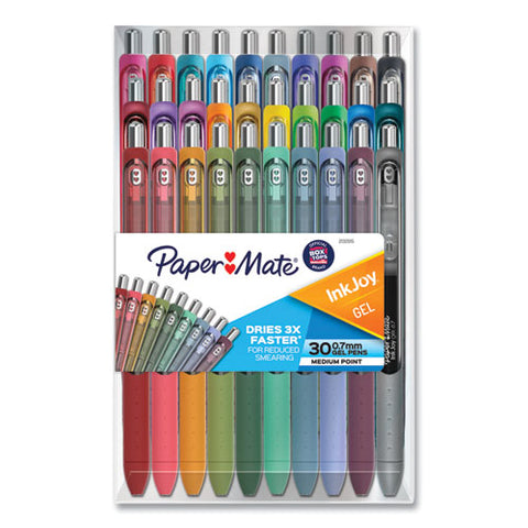 Inkjoy Gel Pen, Retractable, Medium 0.7 Mm, Assorted Ink And Barrel Colors, 30-pack