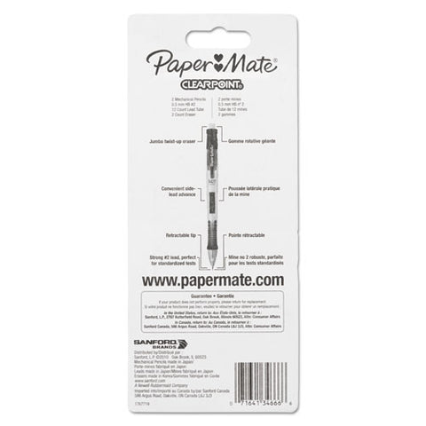 Clear Point Mechanical Pencil, 0.5 Mm, Hb (#2.5), Black Lead, Randomly Assorted Barrel Colors, 2-pack
