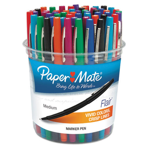 Point Guard Flair Stick Porous Point Pen, Bold 1.4mm, Assorted Ink-barrel, 48-set